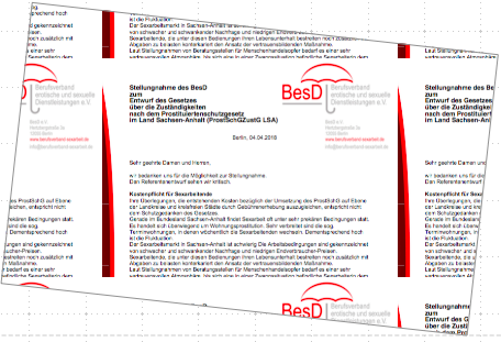 Stellungnahme des BesD zur Gebührenverordnung und den Zuständigkeiten beim ProstSchG in Sachsen-Anhalt